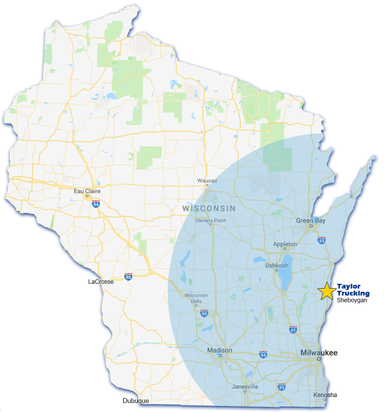 taylor-trucking-service-area-map-sheboygan-wisconsin